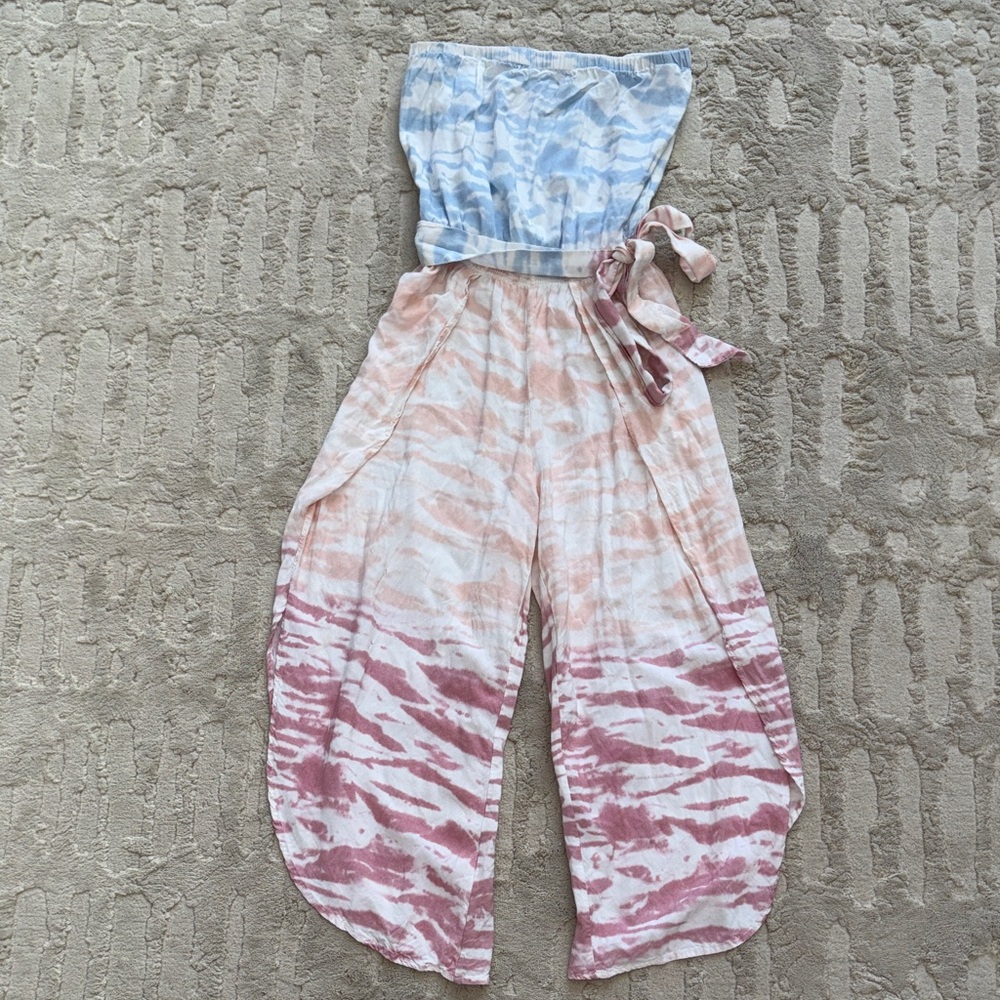Ocean Drive Blue and Pink Tie-Dye Jumpsuit